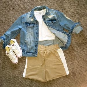 Highwaist drawstring knit shorts